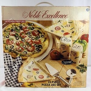 Noble Excellence PIZZA 201 Hand Painted Five Pizza Shaped Plates Two Shakers
